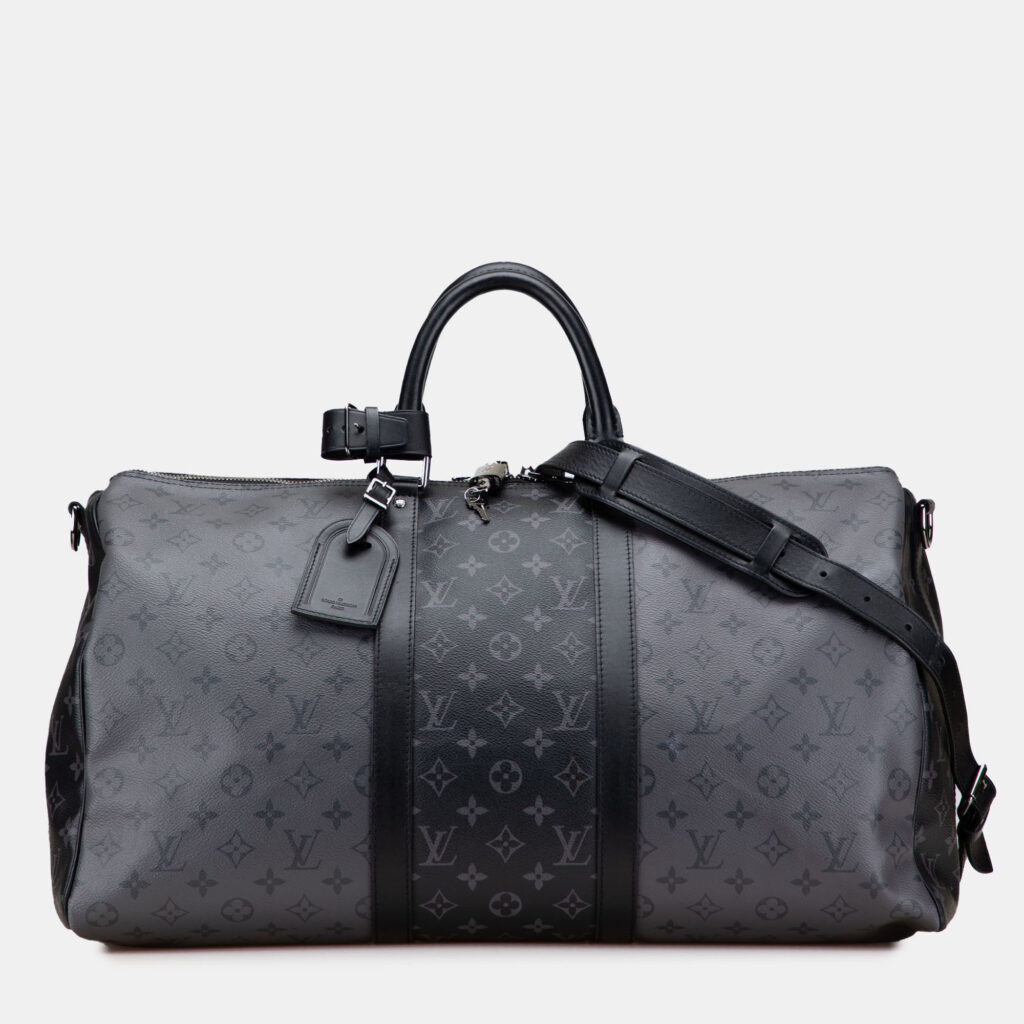 Louis Vuitton Grey Monogram Eclipse Reverse Keepall Bandouliere 50 Louis Vuitton Grey Monogram Eclipse Reverse Keepall Bandouliere 50