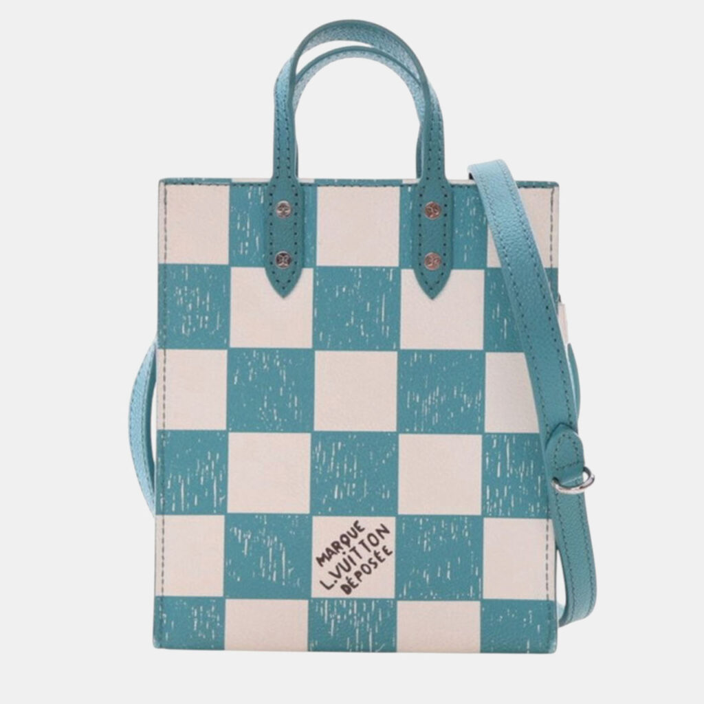 luxury-women-louis-vuitton-used-handbags-p1217469-008-1.jpg Louis Vuitton Blue White Damier Checkerboard Sac Plat XS
