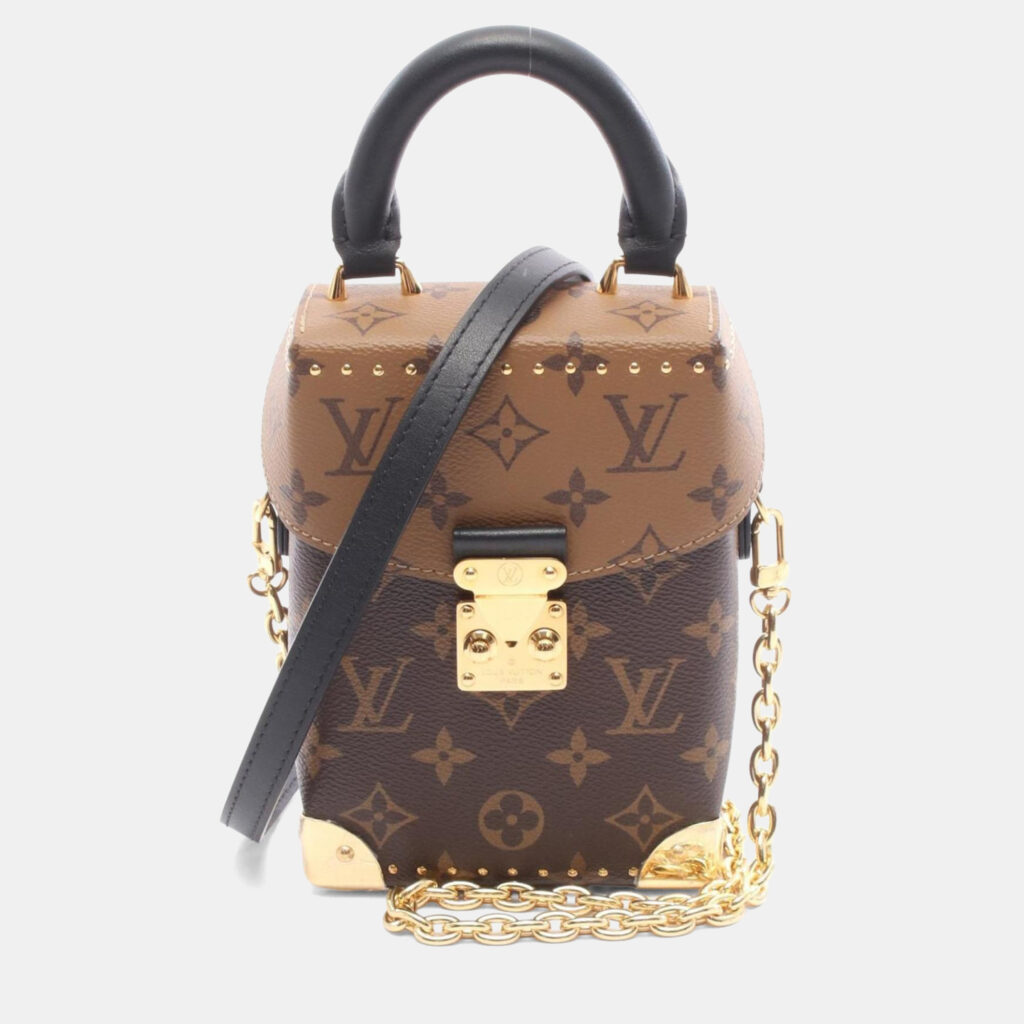 Louis Vuitton Camera Box Handbag Coated Canvas And Leather Monogram Reverse Brown