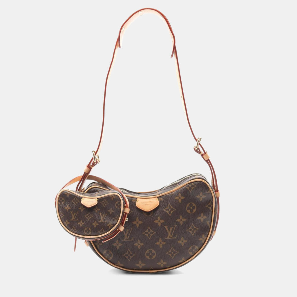 Louis Vuitton Croissant Brown Coated Canvas Leather Shoulder Bag Louis Vuitton Croissant Brown Coated Canvas Leather Shoulder Bag