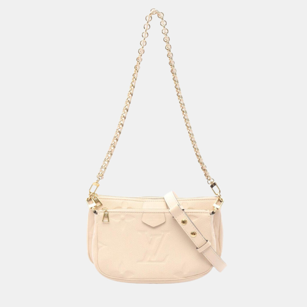 Louis Vuitton Multi Pochette Accessoires Shoulder Bag In Cream Monogram Empreinte Leather Louis Vuitton Multi Pochette Accessoires Shoulder Bag In Cream Monogram Empreinte Leather
