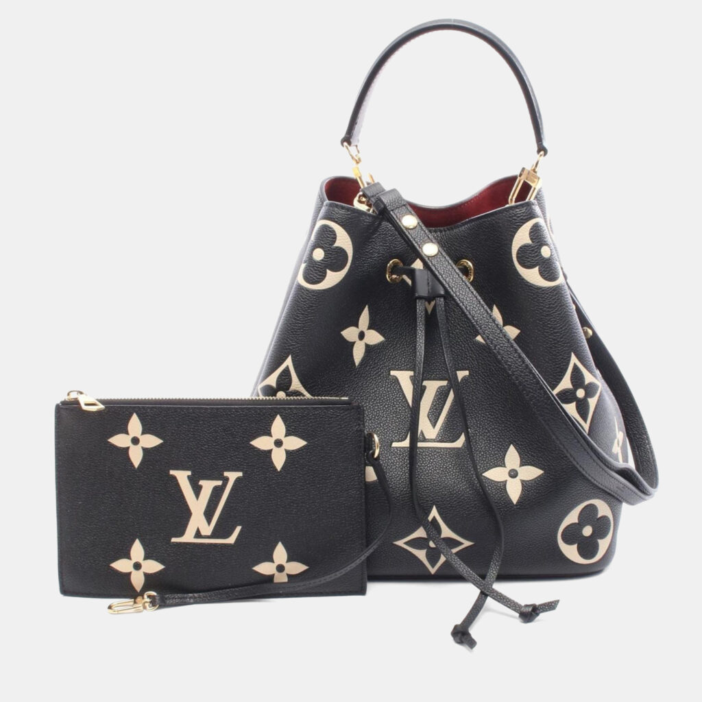 Louis Vuitton Neonoe Mm Two-Tone Handbag In Monogram Empreinte Leather Black And Beige Louis Vuitton Neonoe Mm Two-Tone Handbag In Monogram Empreinte Leather Black And Beige