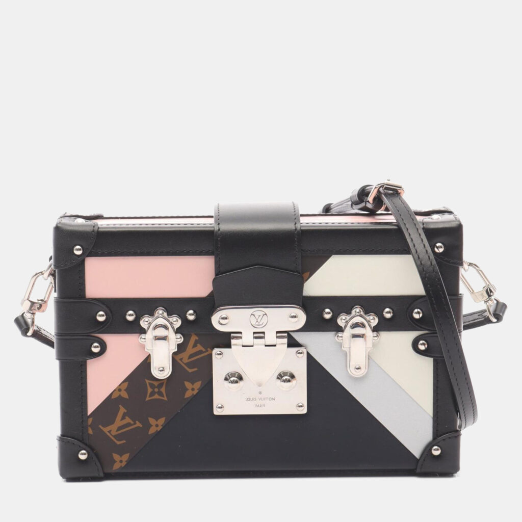 Louis Vuitton Petite Malle Shoulder Bag In Leather And Coated Canvas With Monogram Design Pink Multicolor Louis Vuitton Petite Malle Shoulder Bag In Leather And Coated Canvas With Monogram Design Pink Multicolor