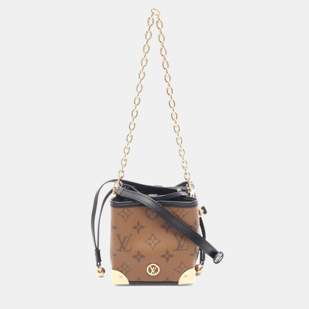 Louis Vuitton Noe Perse LV Charm Monogram Reverse Brown/Black Coated Canvas Leather Shoulder Bag Louis Vuitton Noe Perse LV Charm Monogram Reverse Brown/Black Coated Canvas Leather Shoulder Bag