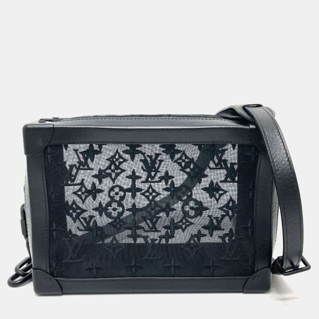 Louis Vuitton Monogram Embroidered Mesh Soft Trunk 2-Way Shoulder Bag In Mesh/Leather Black Louis Vuitton Monogram Embroidered Mesh Soft Trunk 2-Way Shoulder Bag In Mesh/Leather Black
