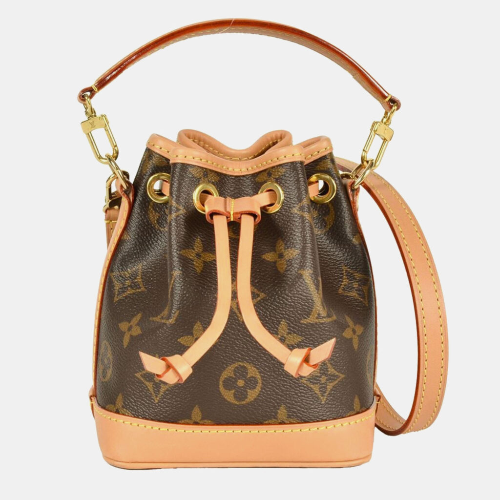 Louis Vuitton Nano Noe Shoulder Bag Monogram Canvas Brown Rfid Handbag