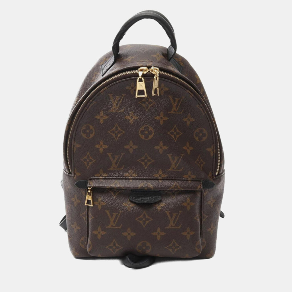 Louis Vuitton Palm Springs Backpack Pm Coated Canvas Leather Monogram Brown Black Louis Vuitton Palm Springs Backpack Pm Coated Canvas Leather Monogram Brown Black