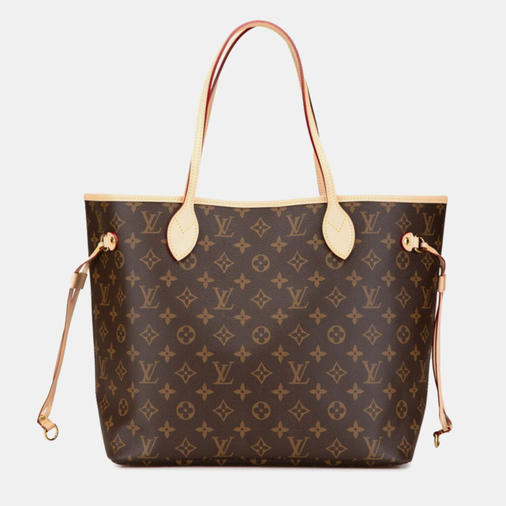 Louis Vuitton Monogram Neverfull Mm Tote Bag Brown Coated Canvas Leather