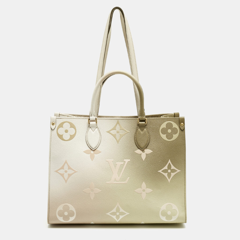 Louis Vuitton Sunset Khaki Monogram Giant Empreinte Leather Onthego MM Bag Louis Vuitton Sunset Khaki Monogram Giant Empreinte Leather Onthego MM Bag