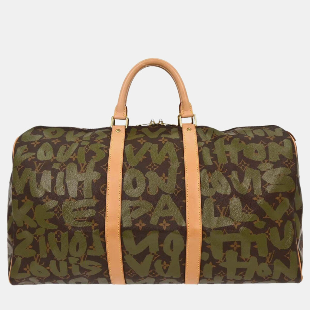Louis Vuitton Khaki Monogram Graffiti Keepall 50 Duffle Bag Louis Vuitton Khaki Monogram Graffiti Keepall 50 Duffle Bag