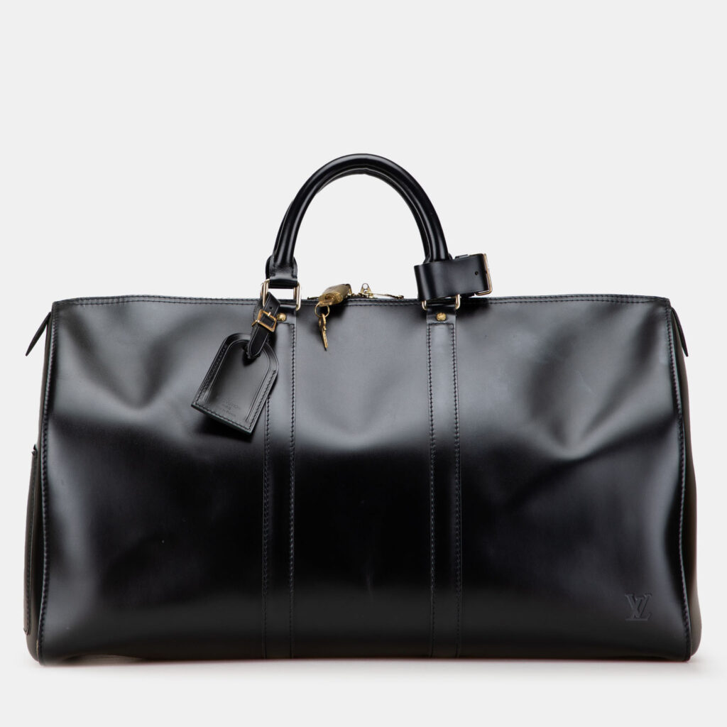 Louis Vuitton Nomade Keepall 50 Black Calf Leather Shoulder Bag Louis Vuitton Nomade Keepall 50 Black Calf Leather Shoulder Bag