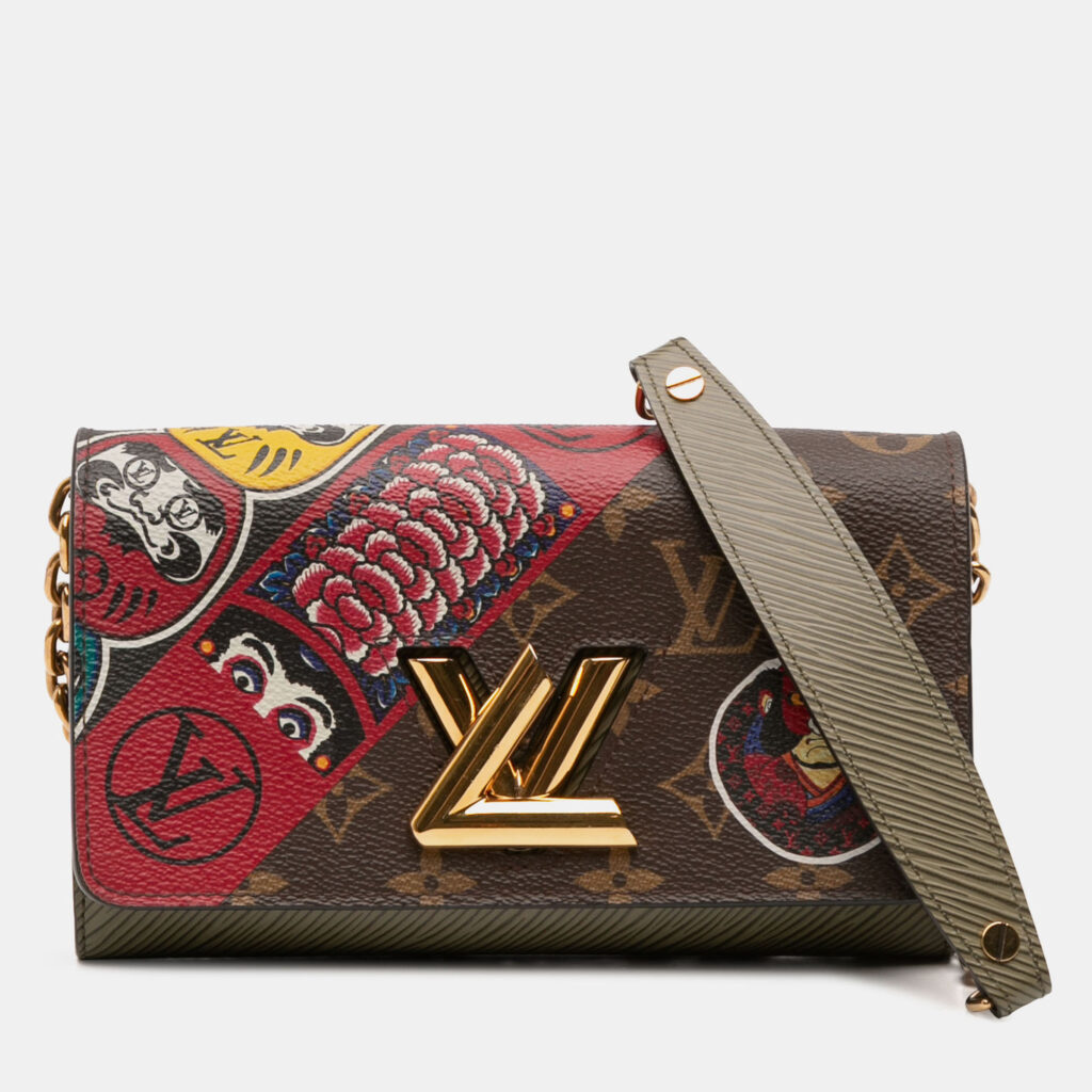 Louis Vuitton Brown Kansai Yamamoto Monogram and Epi Kabuki Twist Wallet on Chain