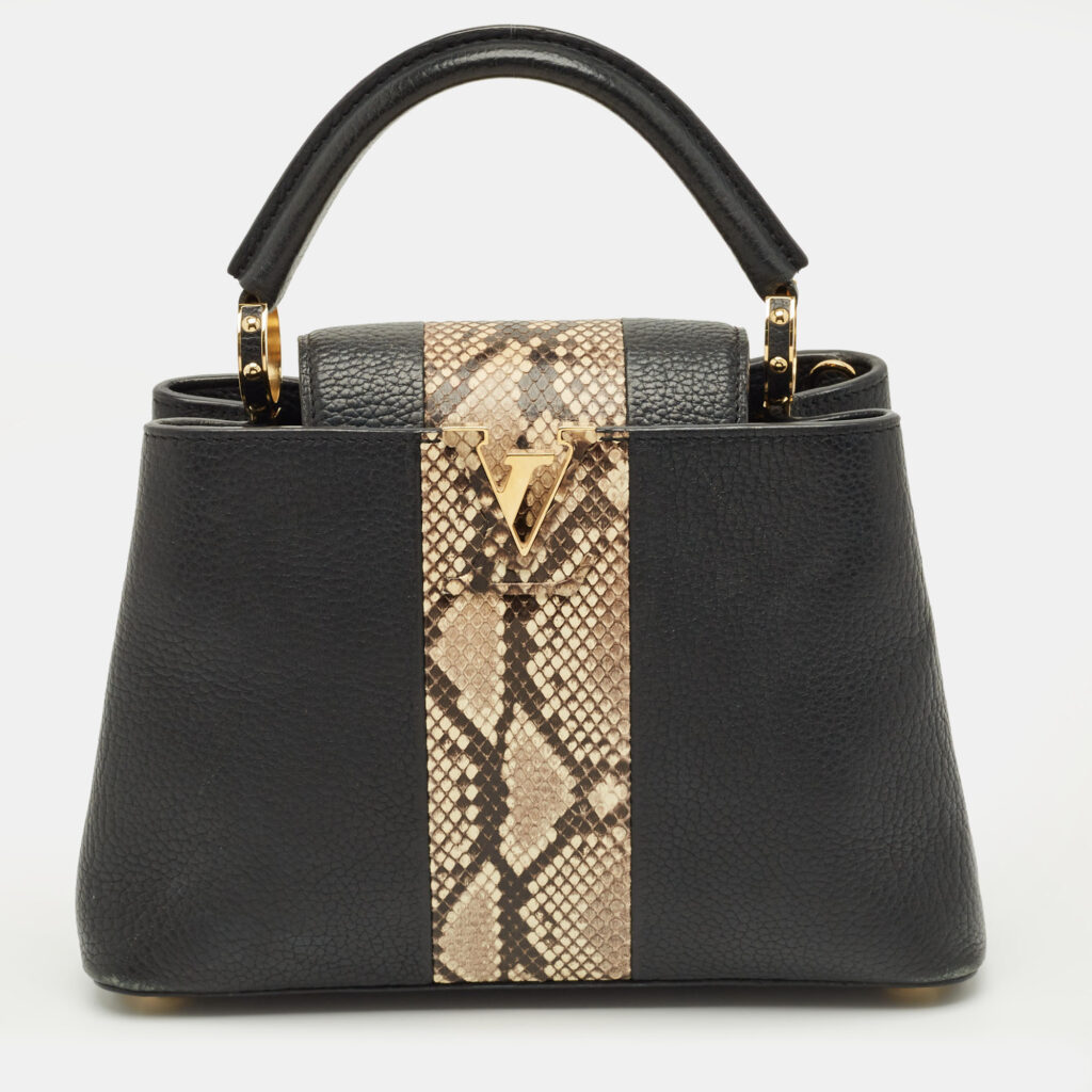 Louis Vuitton Black/Beige Taurillon Leather and Python Capucines BB Bag