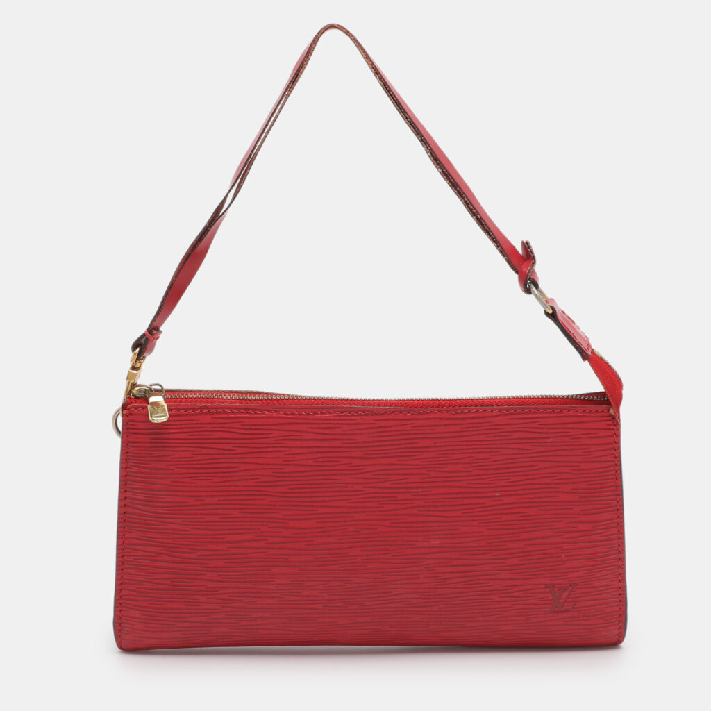 Louis Vuitton Castilian Red Epi Leather Pochette Accessoires Bag Louis Vuitton Castilian Red Epi Leather Pochette Accessoires Bag