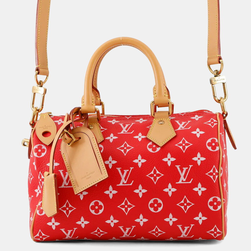 Louis Vuitton Speedy P9 Bandouliere Red Calf Leather Monogram Size 25 Louis Vuitton Speedy P9 Bandouliere Red Calf Leather Monogram Size 25