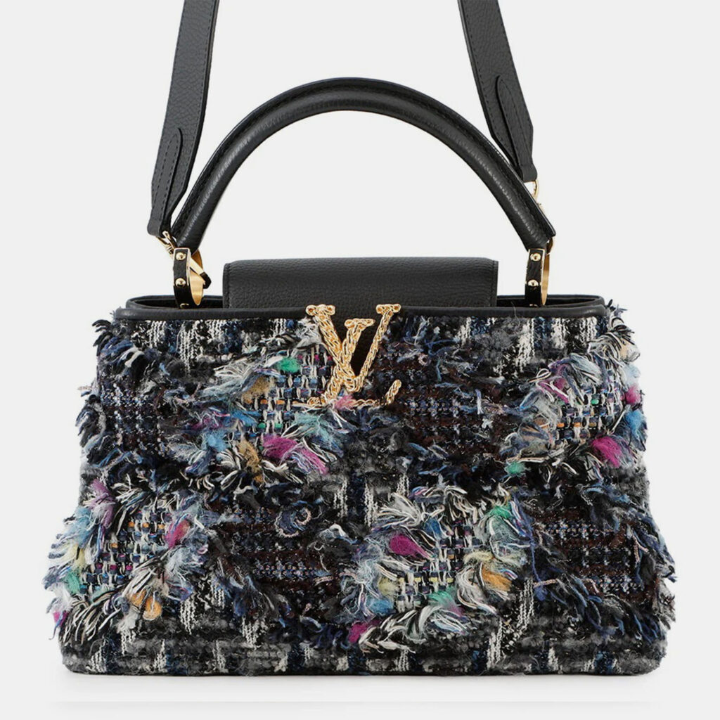 Louis Vuitton Capucines Noir Tweed Size MM
