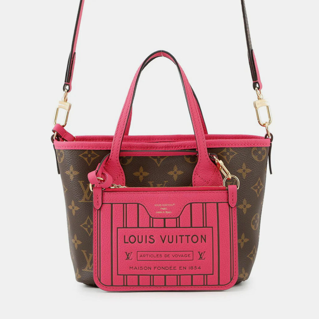Louis Vuitton Neverfull Inside Out Rose Buffalo Pondichery Leather Monogram BB Handbag