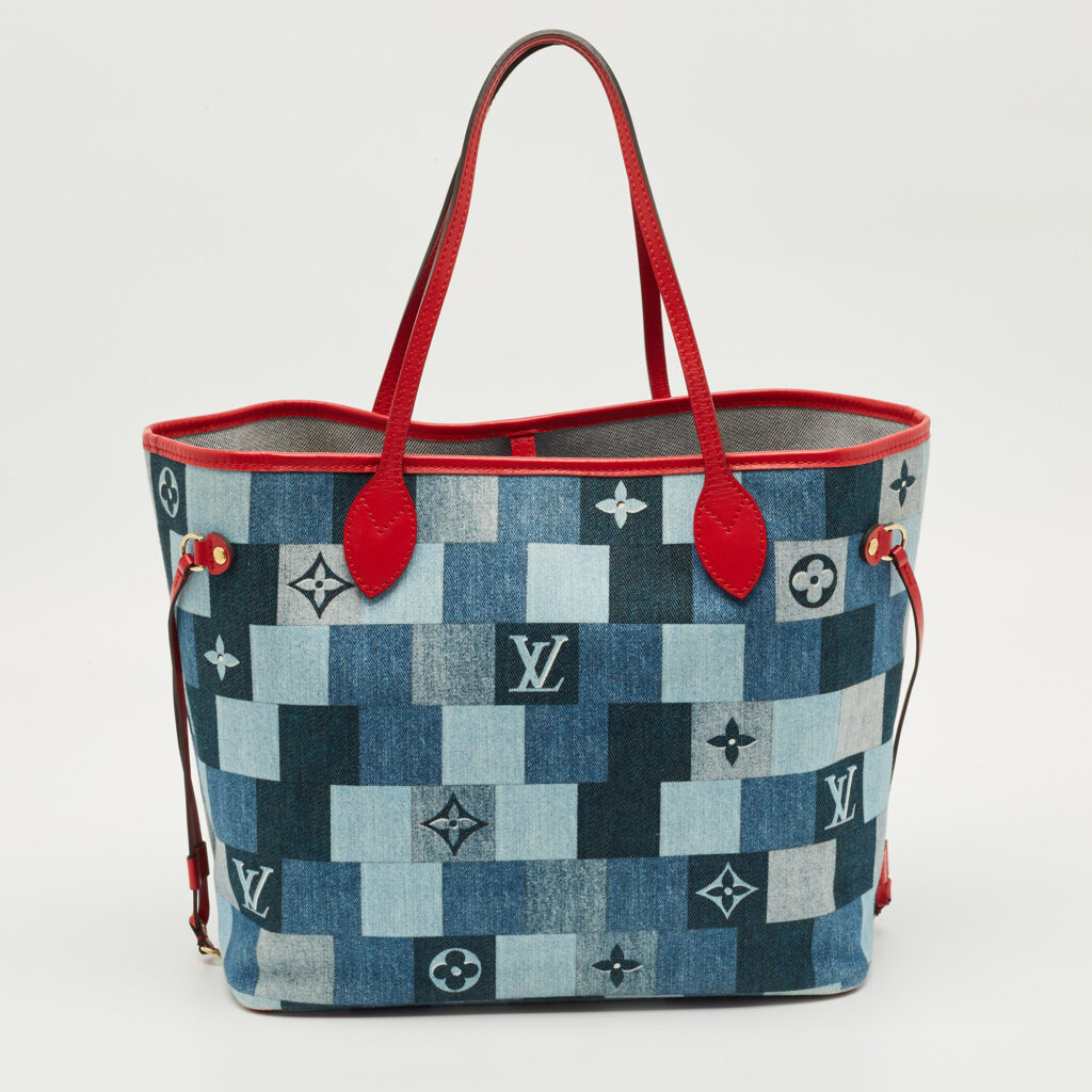 Louis Vuitton Blue/Rouge Damier Monogram Patchwork Denim Neverfull MM Bag Louis Vuitton Blue/Rouge Damier Monogram Patchwork Denim Neverfull MM Bag