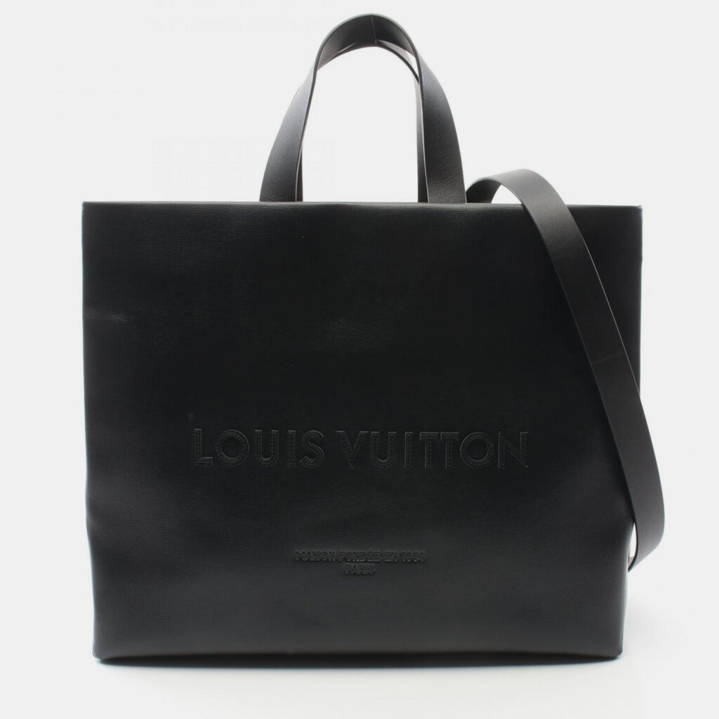 Louis Vuitton Shopper MM Black Leather Tote Bag Louis Vuitton Shopper MM Black Leather Tote Bag