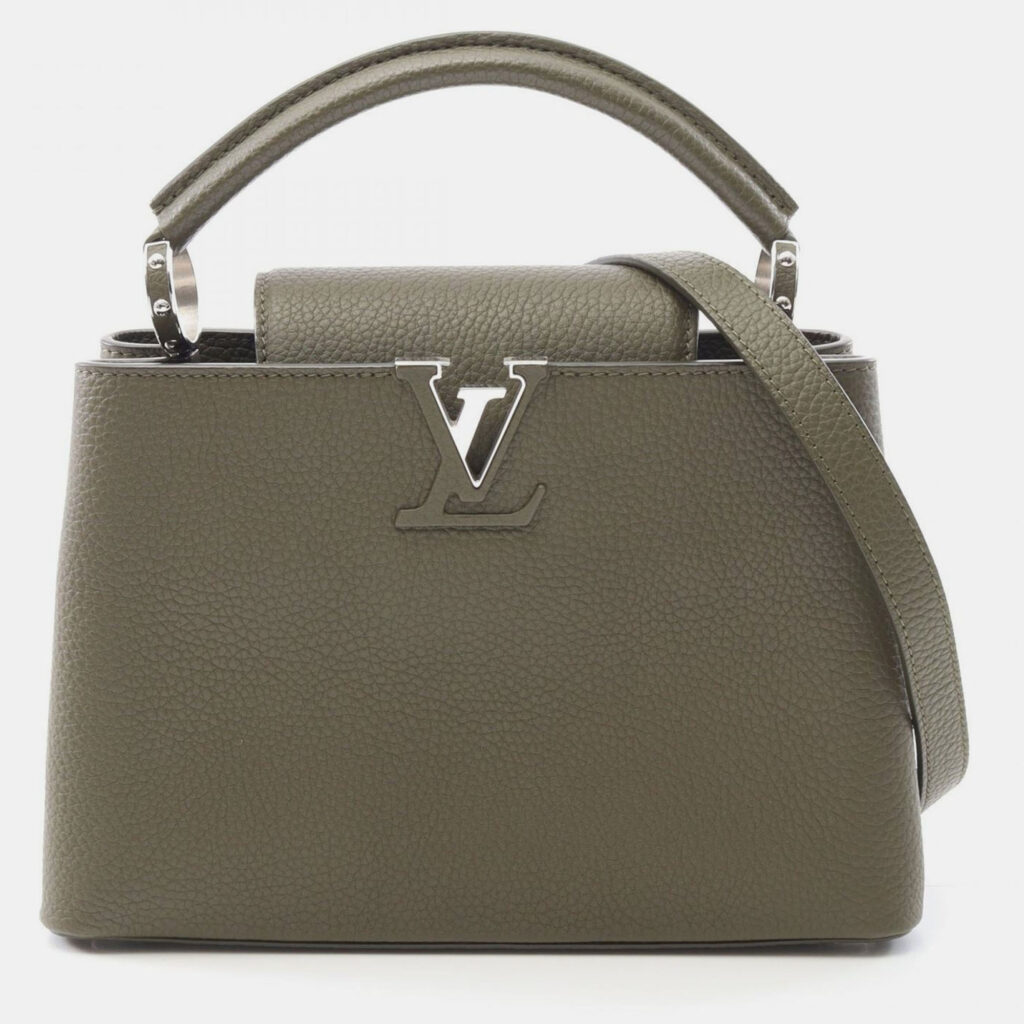 Louis Vuitton Capucines BB Khaki Taurillon Clemence Leather Shoulder Bag