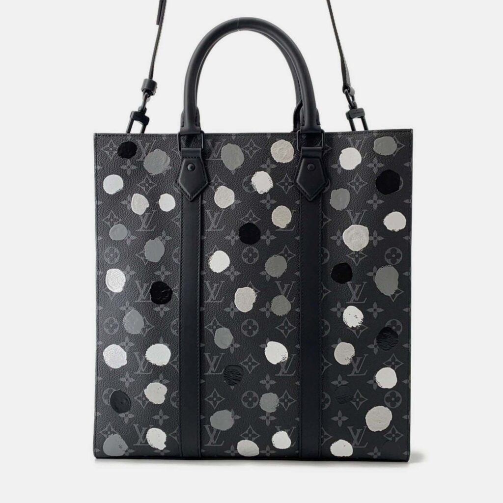 Louis Vuitton Monogram Eclipse Handbag With Painted Dots Lv X Yk Sac Plat Black
