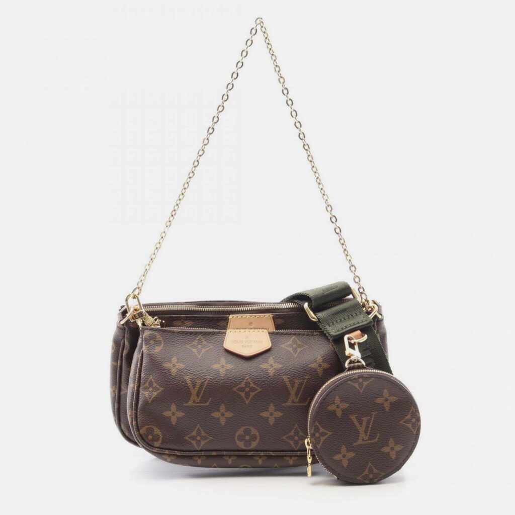 Louis Vuitton Multi Pochette Accessoires Shoulder Bag In Coated Canvas With Monogram Design Brown And Khaki Louis Vuitton Multi Pochette Accessoires Shoulder Bag In Coated Canvas With Monogram Design Brown And Khaki