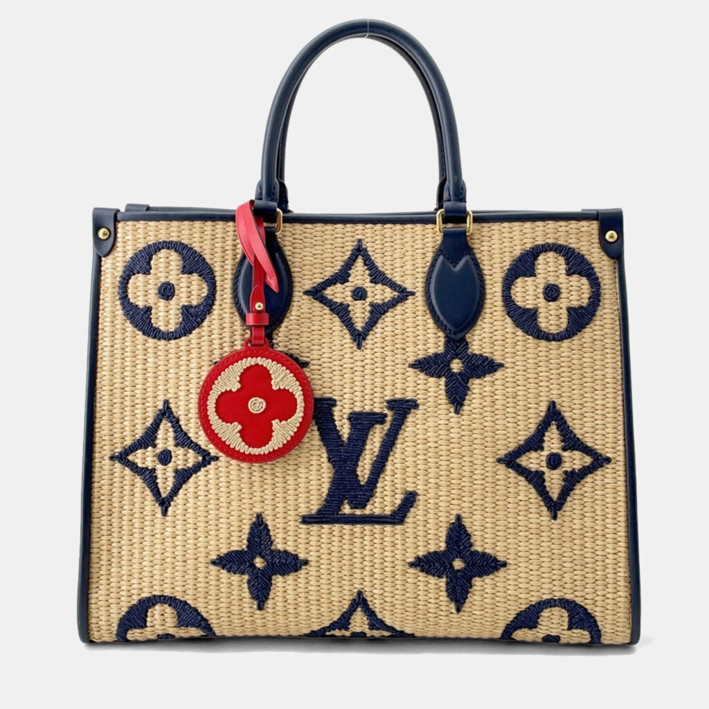 Louis Vuitton Monogram Raffia On-The-Go Tote Bag Mm Louis Vuitton Monogram Raffia On-The-Go Tote Bag Mm