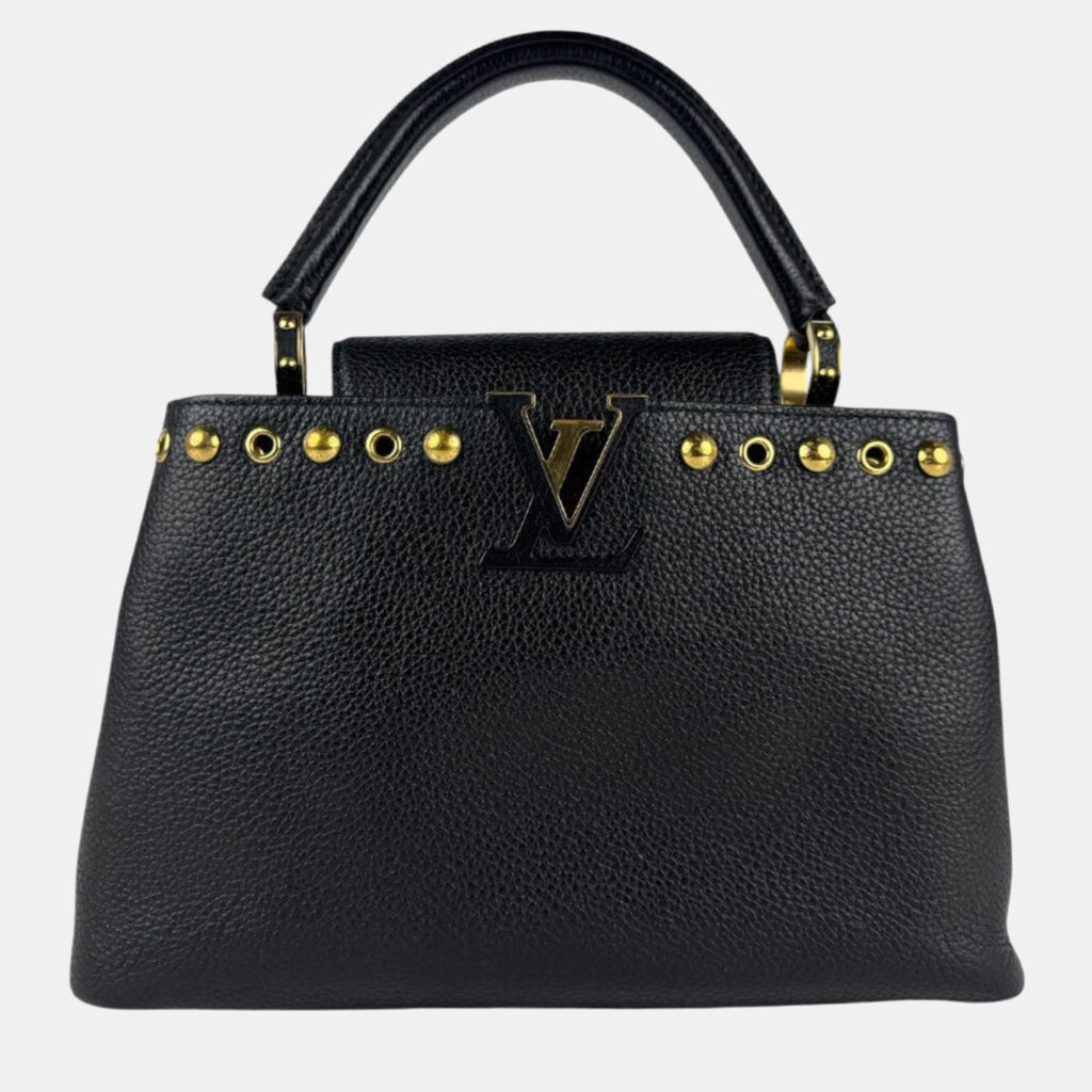 Louis Vuitton Capucines Pm Handbag Shoulder Bag In Black Leather