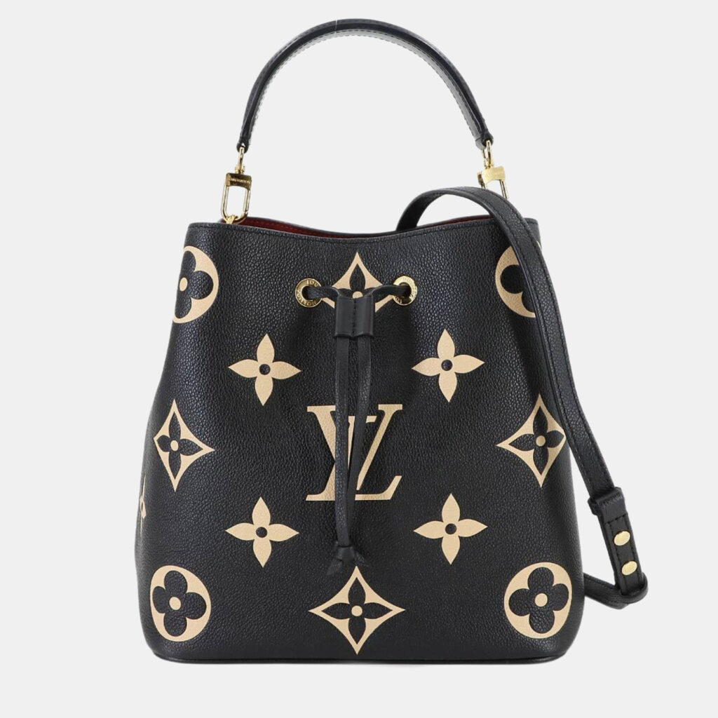 Louis Vuitton Neo Noe Mm Two-Way Monogram Empreinte Handbag In Black And Beige Leather With Rfid Louis Vuitton Neo Noe Mm Two-Way Monogram Empreinte Handbag In Black And Beige Leather With Rfid