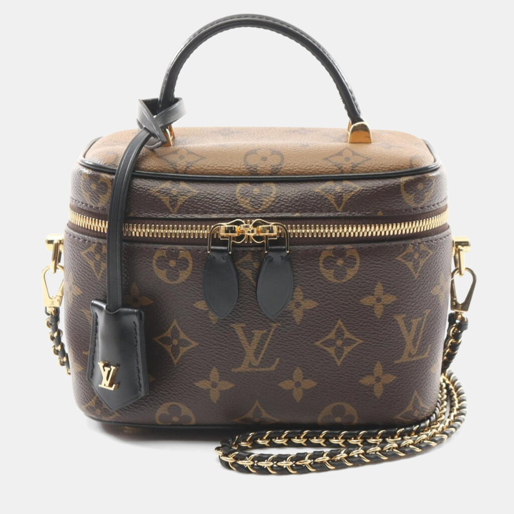 Louis Vuitton Vanity Nv Pm Monogram Reverse Handbag Coated Canvas Leather Brown Black