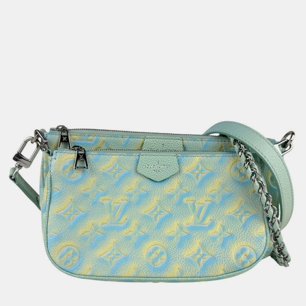 Louis Vuitton Monogram Empreinte Multi Shoulder Bag Pochette Accessoires Empreinte Green Blue Yellow Silver