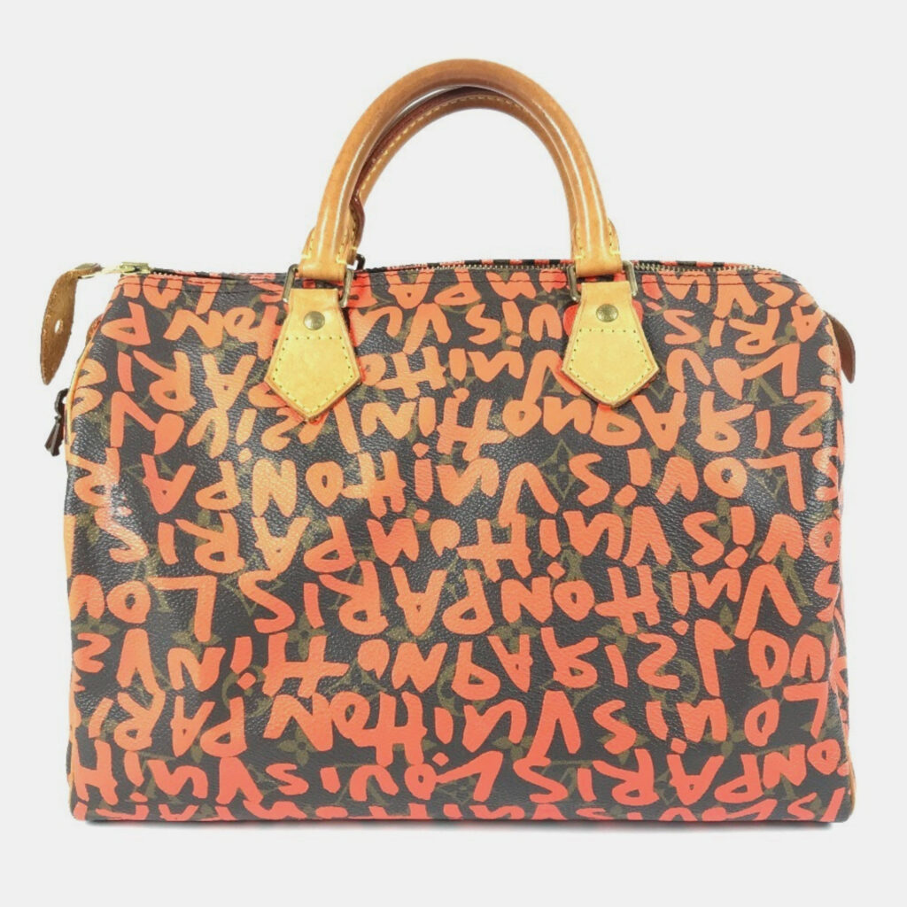 Louis Vuitton Monogram Graffiti Speedy 30 Bag Handbag Mini Boston Canvas Orange