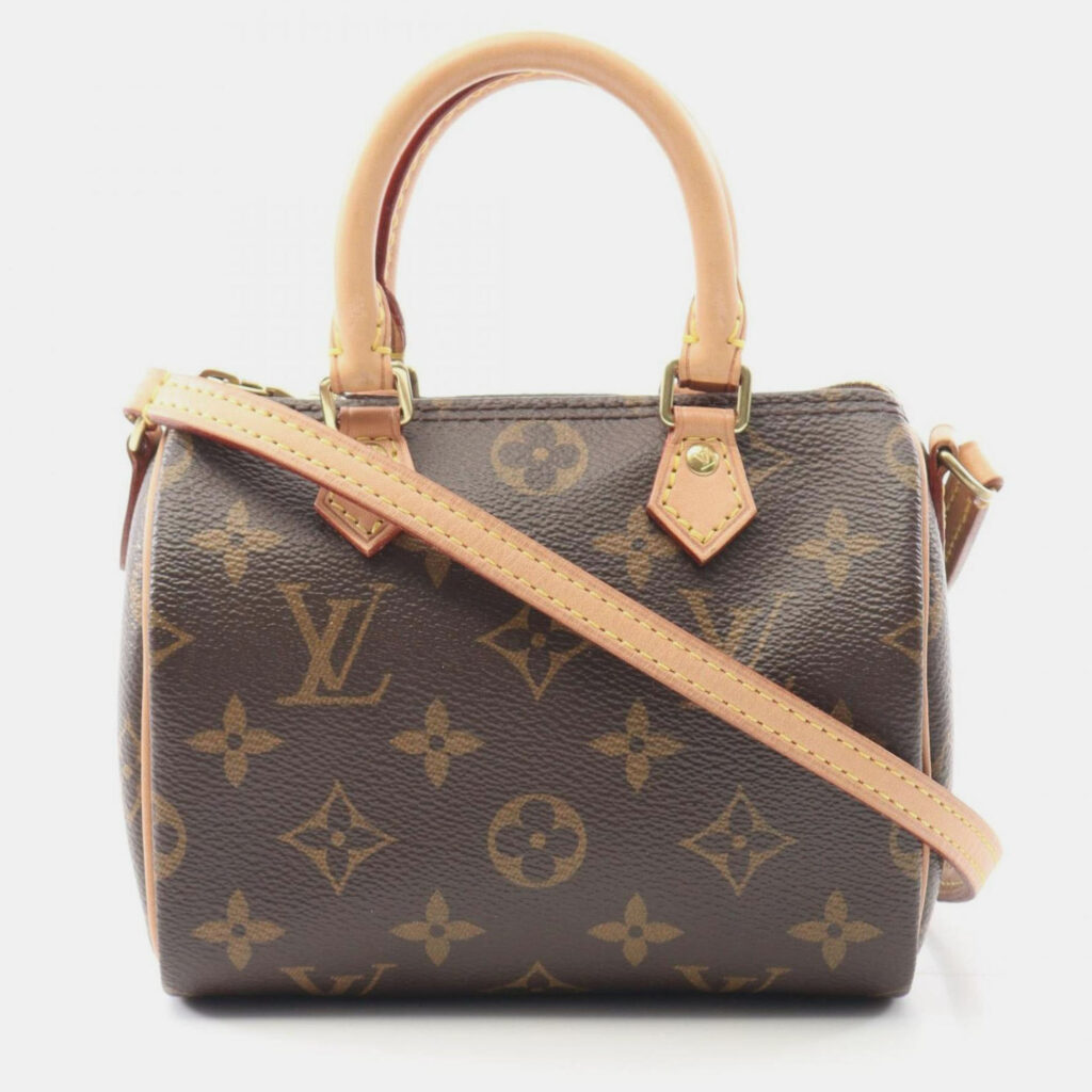 Louis Vuitton Nano Speedy Monogram Brown Coated Canvas Leather Shoulder Bag