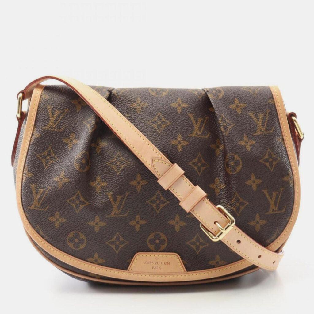 Louis Vuitton Menilmontant Pm Shoulder Bag In Coated Canvas And Leather With Monogram Design Brown