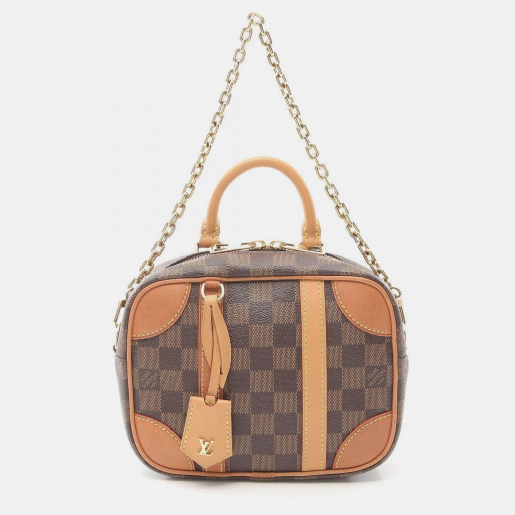 Louis Vuitton Valisette Souple Bb Handbag Coated Canvas And Leather With Damier Detail Brown Louis Vuitton Valisette Souple Bb Handbag Coated Canvas And Leather With Damier Detail Brown