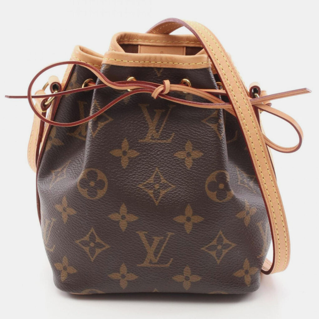 Louis Vuitton Nano Noe Monogram Shoulder Bag Coated Canvas Leather Brown Louis Vuitton Nano Noe Monogram Shoulder Bag Coated Canvas Leather Brown