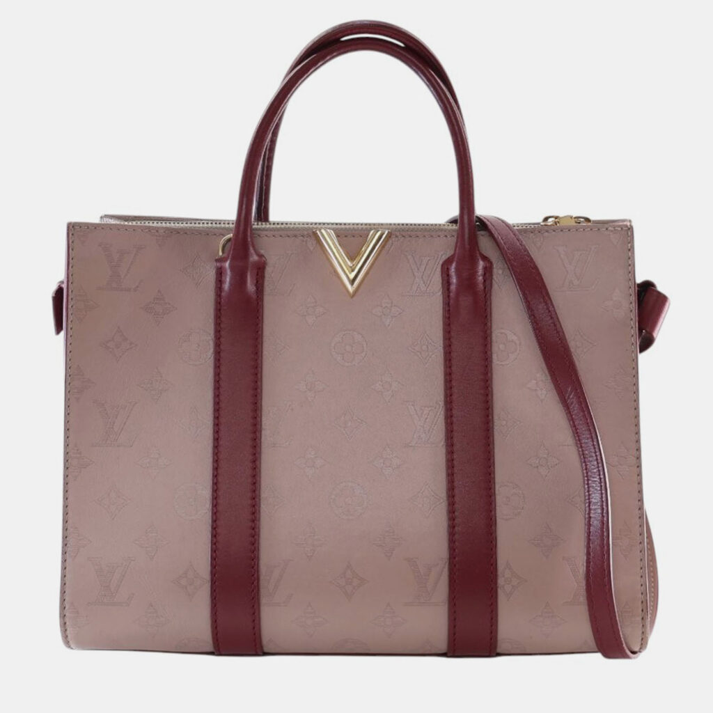 luxury-women-louis-vuitton-used-handbags-p1229621-001-1.jpg Louis Vuitton Brown Monogram Cuir Plume Very Tote MM