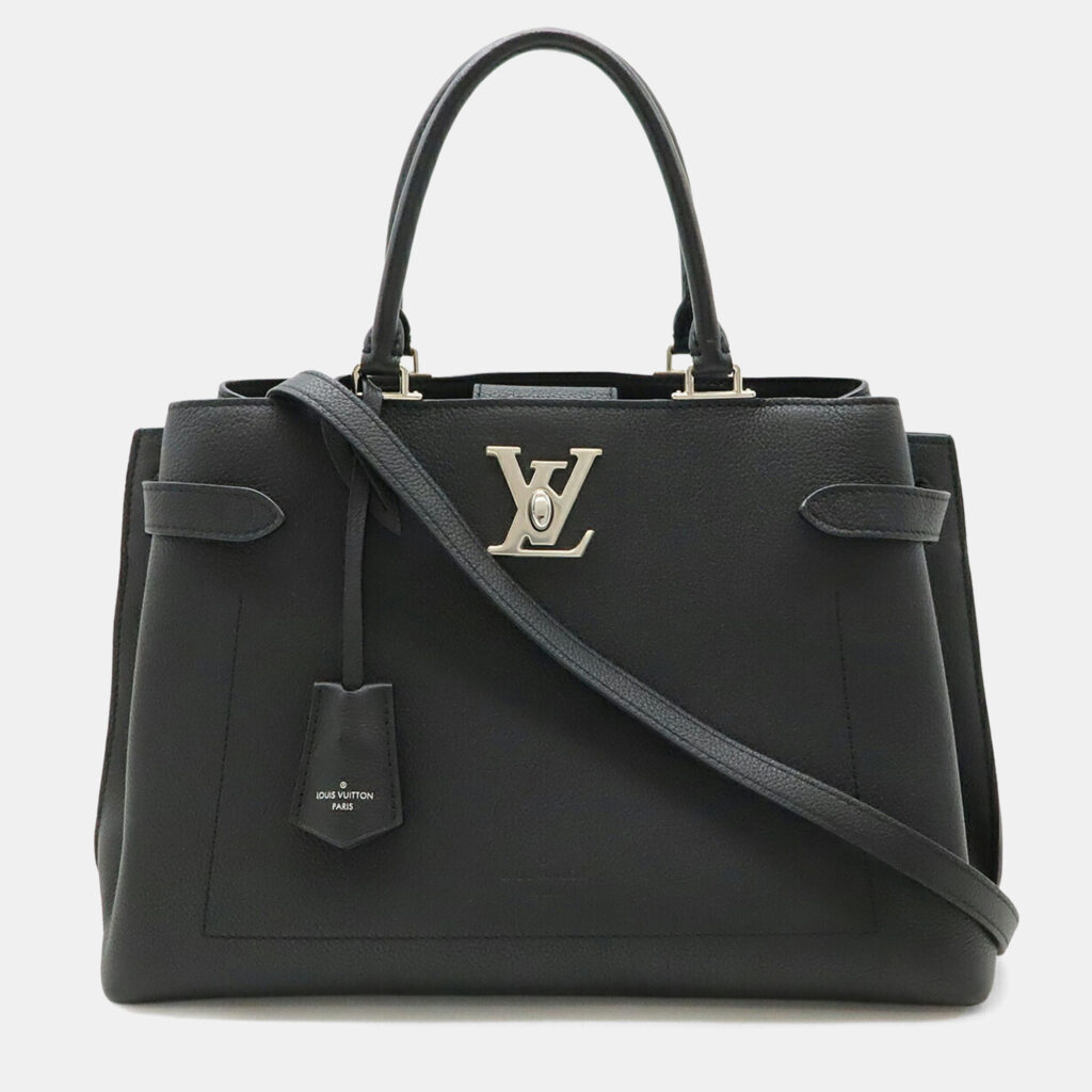 Louis Vuitton Lock Me Day Black Leather Tote Bag Louis Vuitton Lock Me Day Black Leather Tote Bag