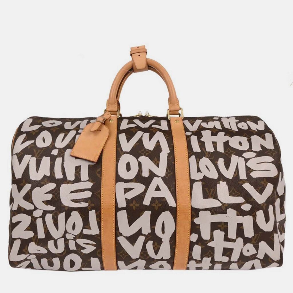 Louis Vuitton Keepall Graffiti 50 White Monogram Canvas Duffle Bag Louis Vuitton Keepall Graffiti 50 White Monogram Canvas Duffle Bag