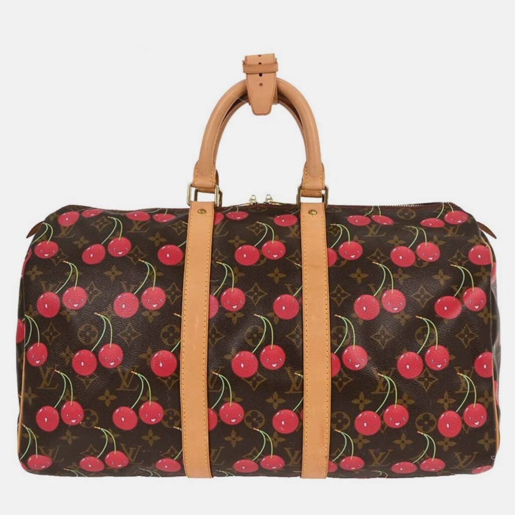 Louis Vuitton Keepall 45 Brown Red Monogram Canvas Duffle Bag Louis Vuitton Keepall 45 Brown Red Monogram Canvas Duffle Bag