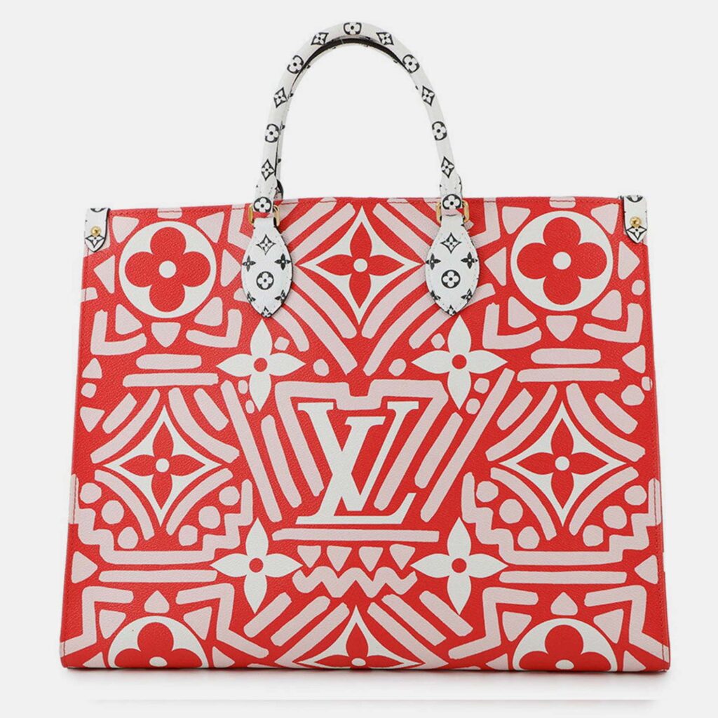 Louis Vuitton Onthego Crafty GM Red Monogram Giant Canvas Tote Bag Louis Vuitton Onthego Crafty GM Red Monogram Giant Canvas Tote Bag
