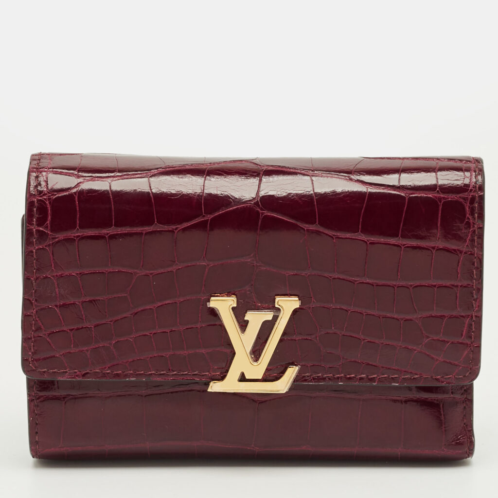 Louis Vuitton Burgundy Crocodile Capucines Compact Wallet Louis Vuitton Burgundy Crocodile Capucines Compact Wallet
