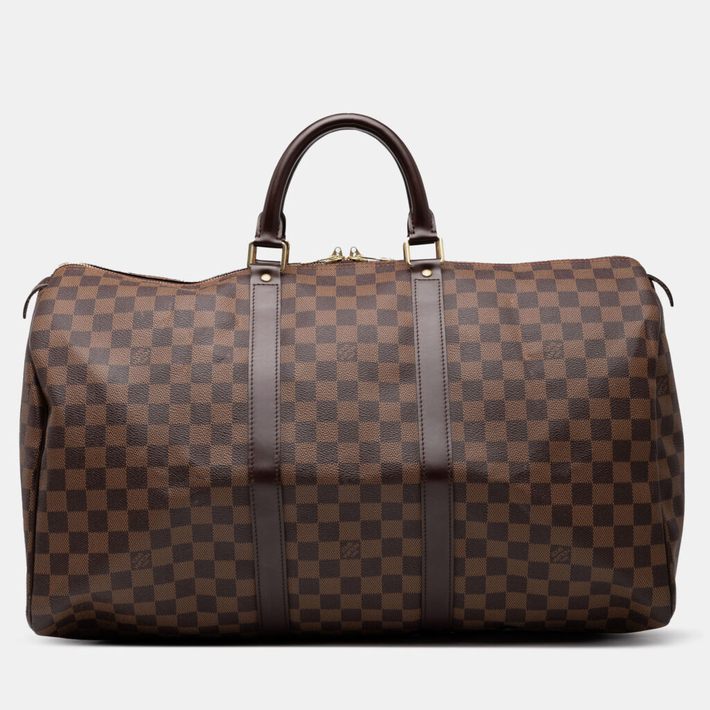 Louis Vuitton Keepall 50 Brown Damier Ebene Canvas Duffel Bag Louis Vuitton Keepall 50 Brown Damier Ebene Canvas Duffel Bag