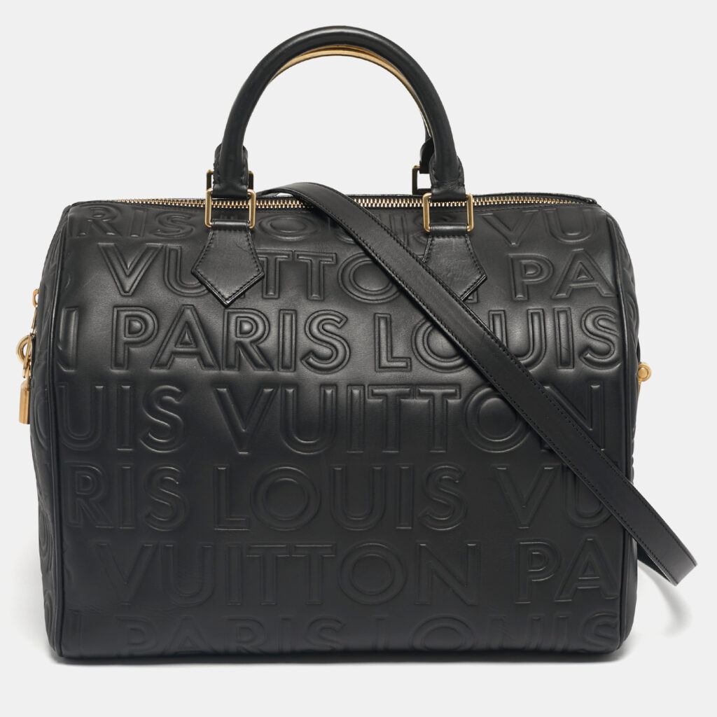 Louis Vuitton Black Monogram Paris Embossed Leather Limited Edition Speedy Cube 30 Bag Louis Vuitton Black Monogram Paris Embossed Leather Limited Edition Speedy Cube 30 Bag