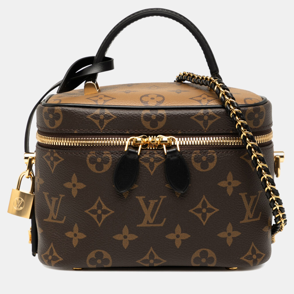 Louis Vuitton Monogram Reverse PM Brown Beige Canvas Vanity Bag Louis Vuitton Monogram Reverse PM Brown Beige Canvas Vanity Bag