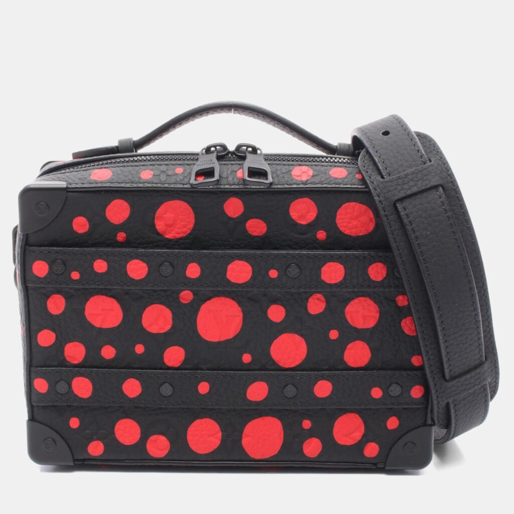 Louis Vuitton LV x YK Handle Soft Trunk Black Red Taurillon Monogram Leather Top Handle Bag Louis Vuitton LV x YK Handle Soft Trunk Black Red Taurillon Monogram Leather Top Handle Bag