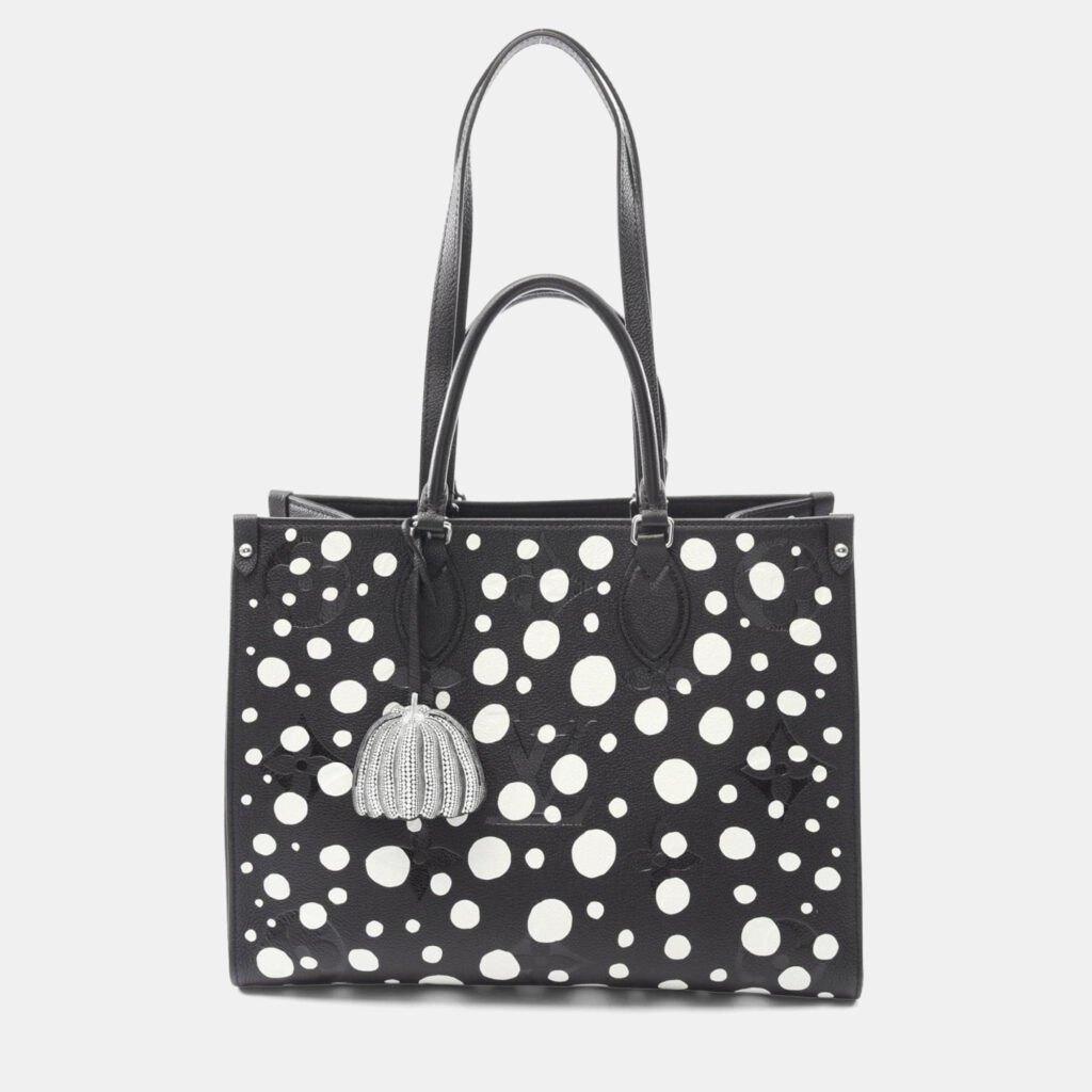 Louis Vuitton x Yayoi Kusama OnTheGo MM Black Monogram Empreinte Leather Tote Bag Louis Vuitton x Yayoi Kusama OnTheGo MM Black Monogram Empreinte Leather Tote Bag