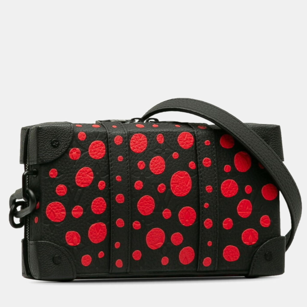 Louis Vuitton X Yayoi Kusama Monogram Dot Soft Trunk Black Red Leather Wallet on Chain Bag Louis Vuitton X Yayoi Kusama Monogram Dot Soft Trunk Black Red Leather Wallet on Chain Bag
