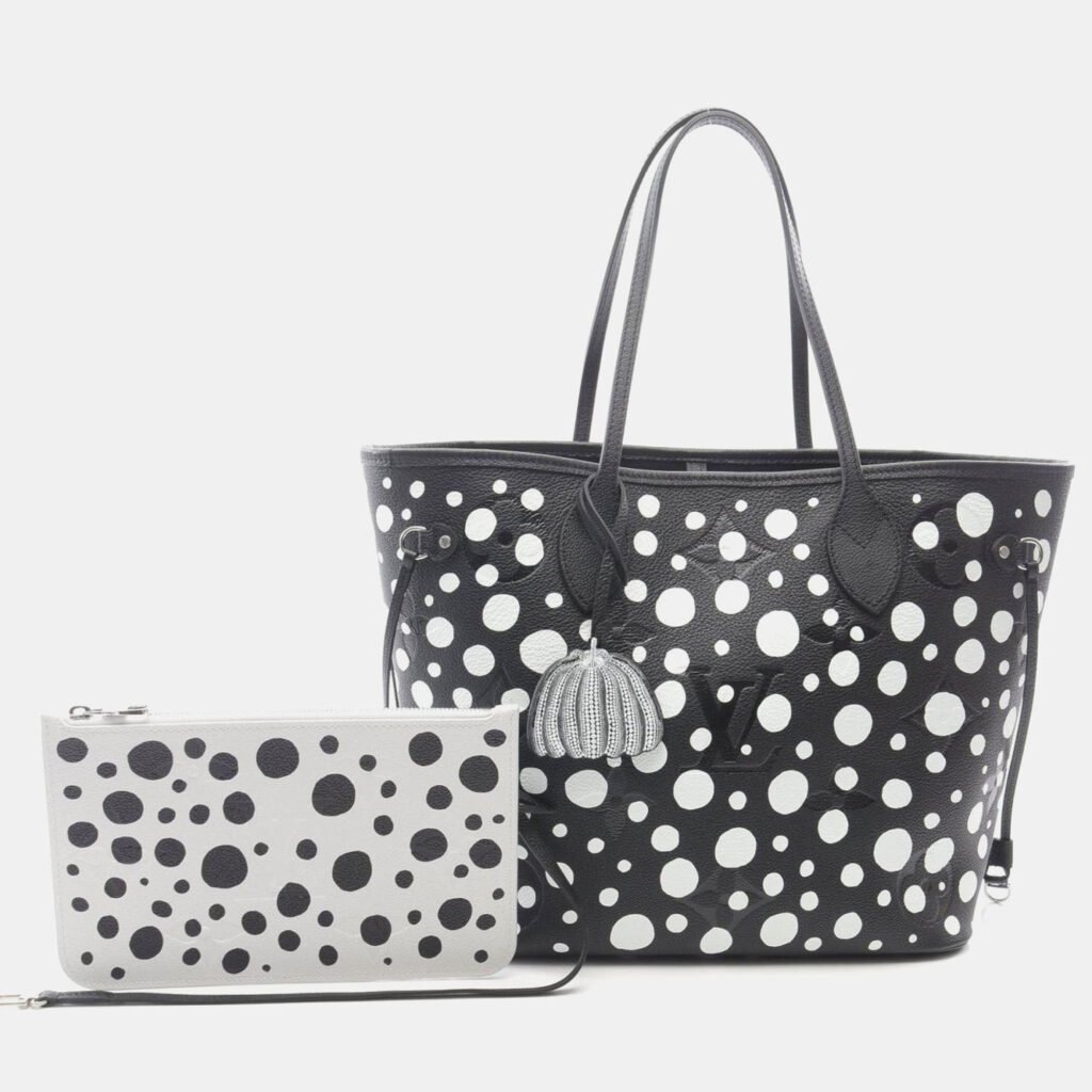 Louis Vuitton X Yayoi Kusama Neverfull MM Black White Monogram Empreinte Leather Tote Bag Louis Vuitton X Yayoi Kusama Neverfull MM Black White Monogram Empreinte Leather Tote Bag