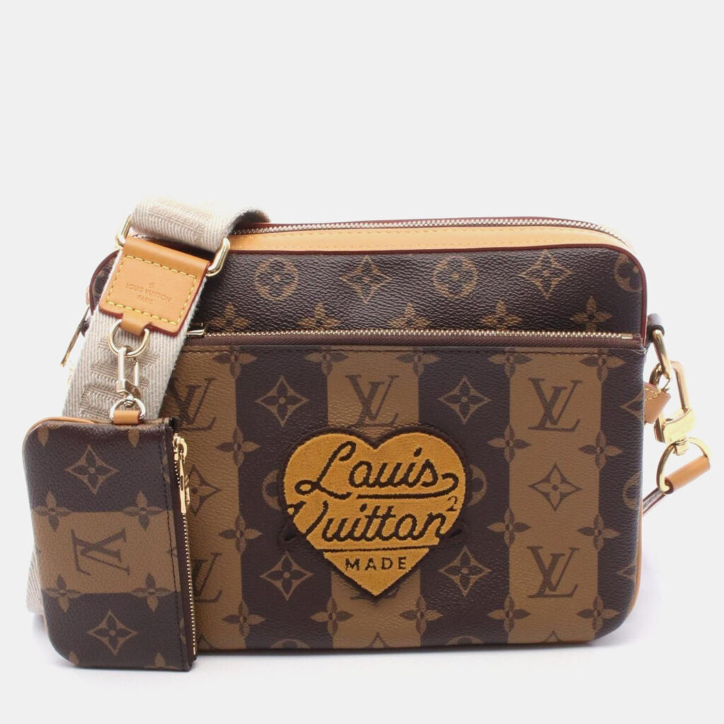 Louis Vuitton Trio Messenger Nigo LV² Brown Coated Canvas and Leather Messenger Bag Louis Vuitton Trio Messenger Nigo LV² Brown Coated Canvas and Leather Messenger Bag